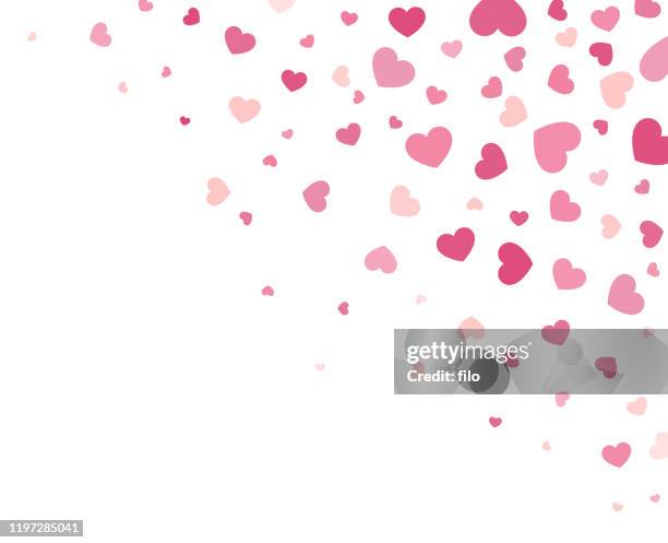 heart corner design background abstract - confetti falling on white stock illustrations