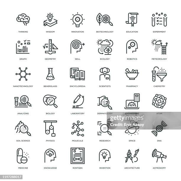ilustraciones, imágenes clip art, dibujos animados e iconos de stock de conjunto de iconos científicos - técnicos especialistas de laboratorio