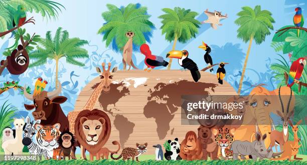 cartoon animal characters - african chimpanzees stock illustrations