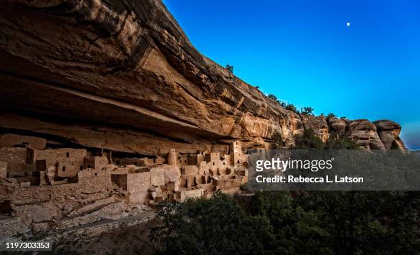 twilight at cliff palace - cliff dwelling stock pictures, royalty-free photos & images