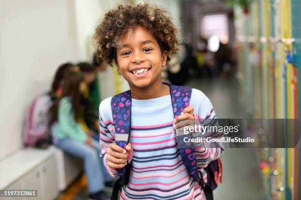 girl in a school - kids backpack stock pictures, royalty-free photos & images