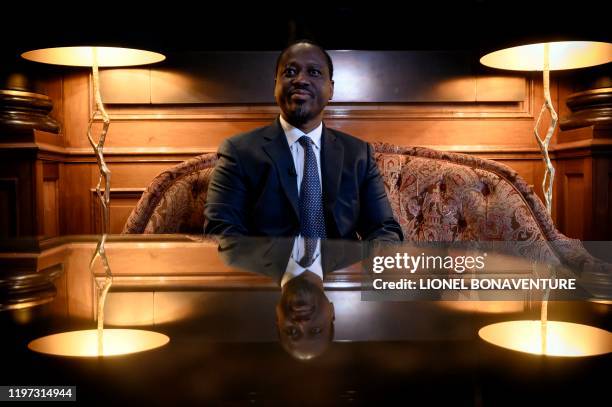 Former rebel leader and would-be Ivory Coast presidential candidate Guillaume Soro poses during a photo session in Paris on January 29, 2020. - Soro,...