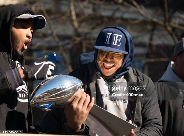 seahawks parade - football trophy stock pictures, royalty-free photos & images