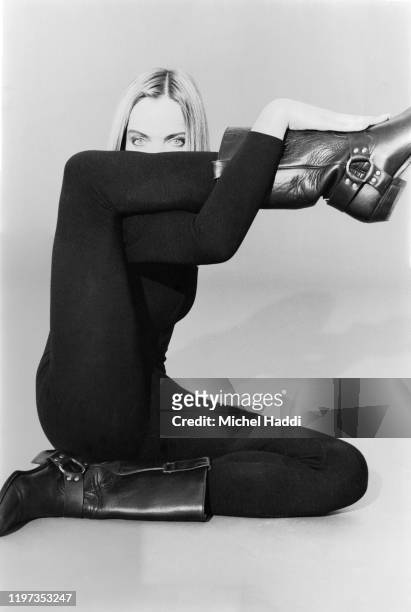 Fashion model Veruschka Von Lehndorff is photographed for Interview magazine in 1989 in London, England.