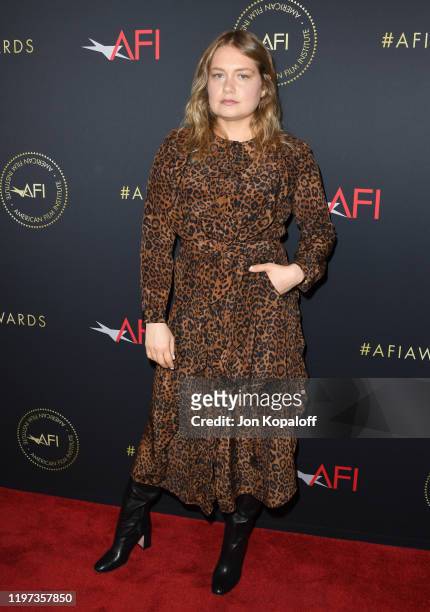 Actor Merritt Wever attends the 20th Annual AFI Awards at Four Seasons Hotel Los Angeles at Beverly Hills on January 03, 2020 in Los Angeles,...