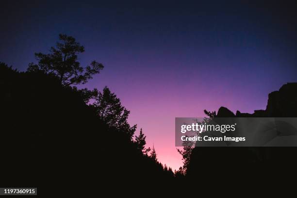 perfect magenta and blue hues fill the sky during blue hour. - cinematic stock pictures, royalty-free photos & images