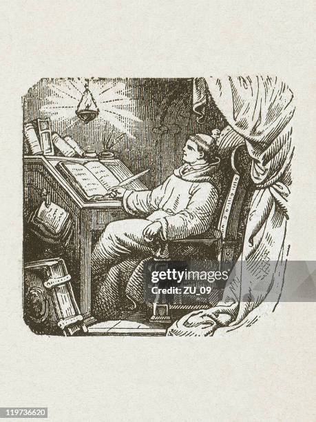 john tauler (johannes tauler, c.1300-1361), german monk, published in 1877 - dominican people stock illustrations