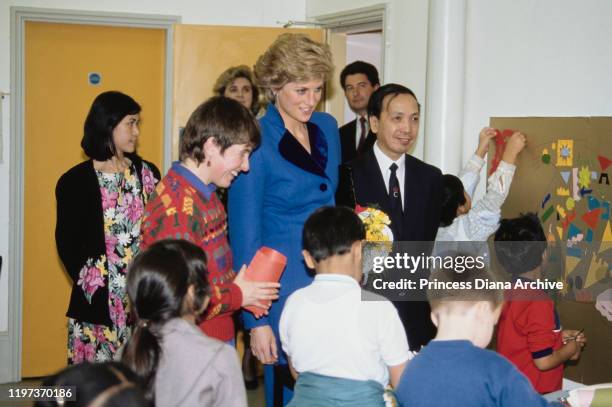 Diana, Princess of Wales visits a Chinese Arts Centre in Manchester, UK, 17th January 1990.