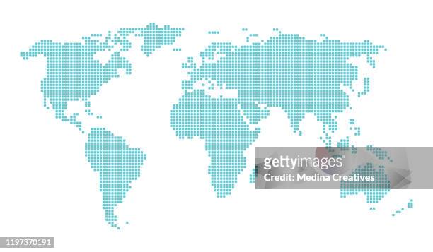 verpixelte weltkarte - world map stock-grafiken, -clipart, -cartoons und -symbole