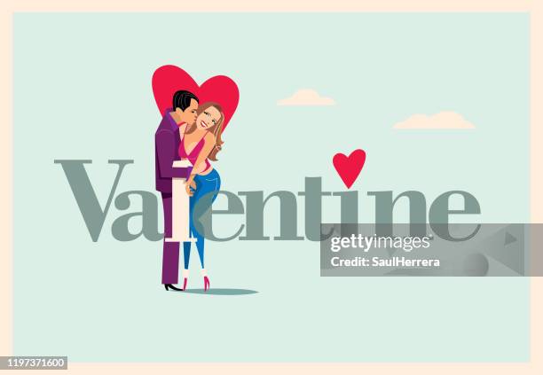 love valentine - couple decorating stock illustrations