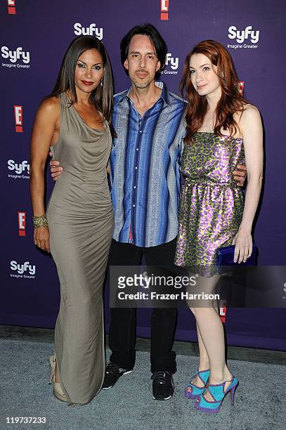 Actress Salli Richardson-Whitfield, writer Jaime Paglia and actress Felicity Day arrive at SyFy/E! Comic-Con Party at Hotel Solamar on July 23, 2011...