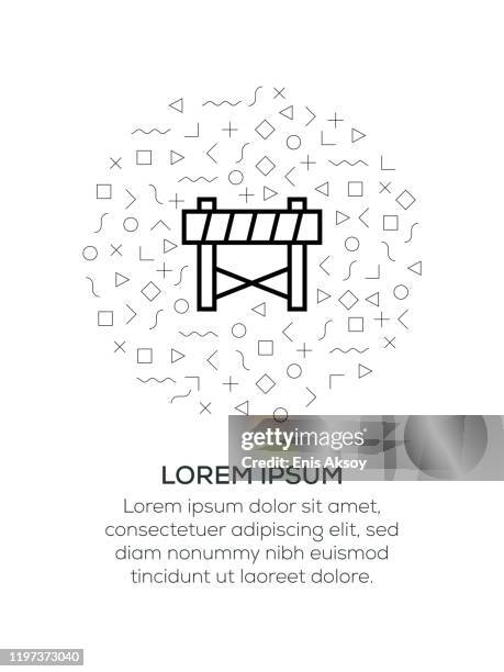 barricade, road blocking, under construction, warning icon arranged with geometrical shapes - bottleneck stock illustrations