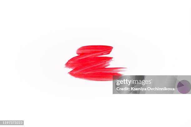 red paint stroke isolated on white, illustration - gouache photos et images de collection
