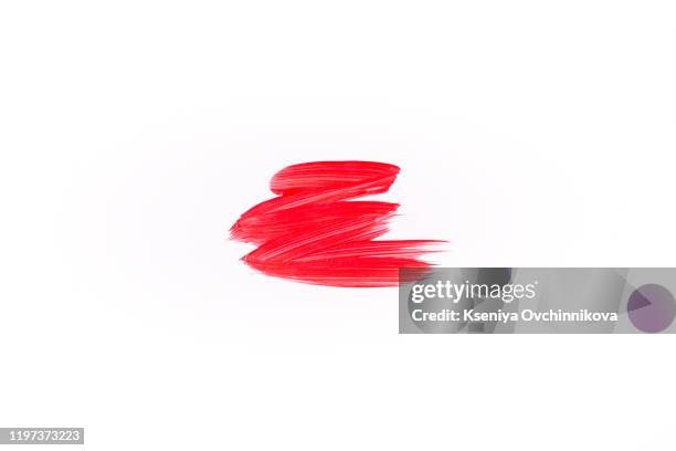 red paint stroke isolated on white,  illustration - lipstick stain stock pictures, royalty-free photos & images