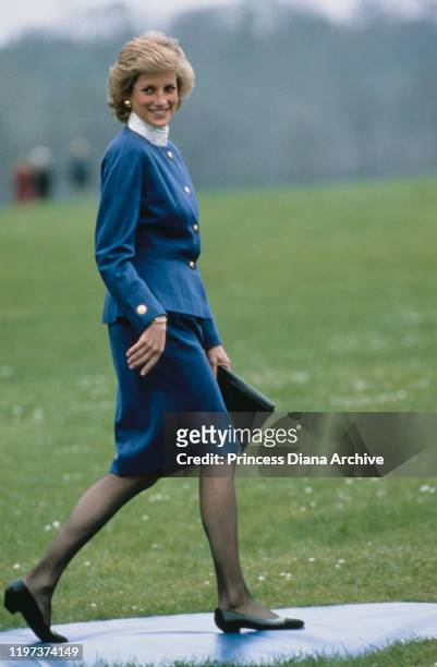 Diana, Princess of Wales visits Riddlesworth Hall School, her old school in Norfolk, UK, April 1989.