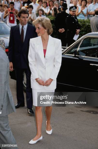 Diana, Princess of Wales attends a concert for the Prince's Trust charity at The National Exhibition Centre in Birmingham, UK, 19th July 1989. She is...