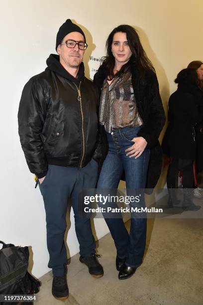 Andy Bailey and Michele Hicks attend Jayne County, Bastet, Goddess of Wet Dreams Exhibition Opening on January 28, 2020 at Marlborough Gallery in New...