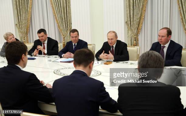Russian President Vladimir Putin speeches as Deputy Chairman of the Security Council Dmitry Medvedev , Presidential Administration's Chief of Staff...