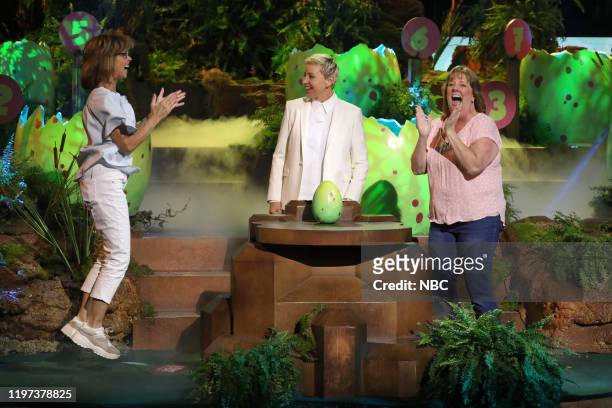 Hit Me Baby One More Slime" Episode 311 -- Pictured: Renee Heath, Ellen DeGeneres, Kathy Keeler --