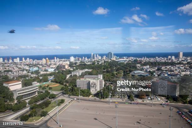 View of Plaza de la Revolucion in Havana, Cuba, on January 17, 2020. The city attracts milions of tourists annually. Old Havana is declared a UNESCO...