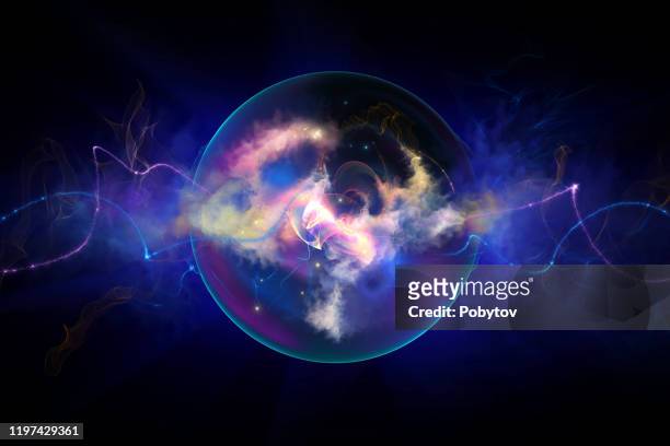 illustrazioni stock, clip art, cartoni animati e icone di tendenza di sfera energetica - atomo