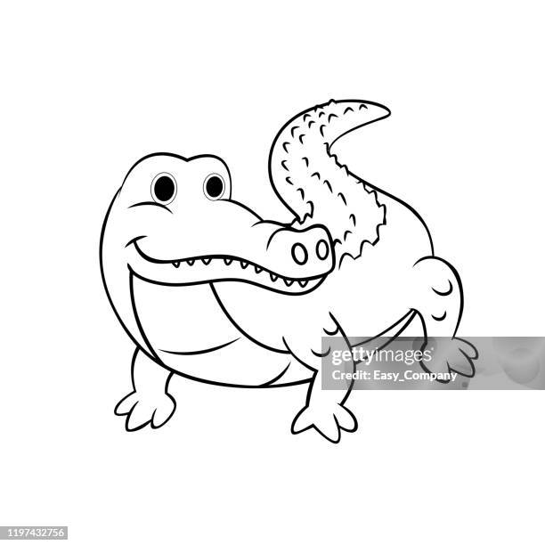 vector illustration of a black and white aligator smiley face isolated on white background.for children coloring book. - black face vector stock illustrations