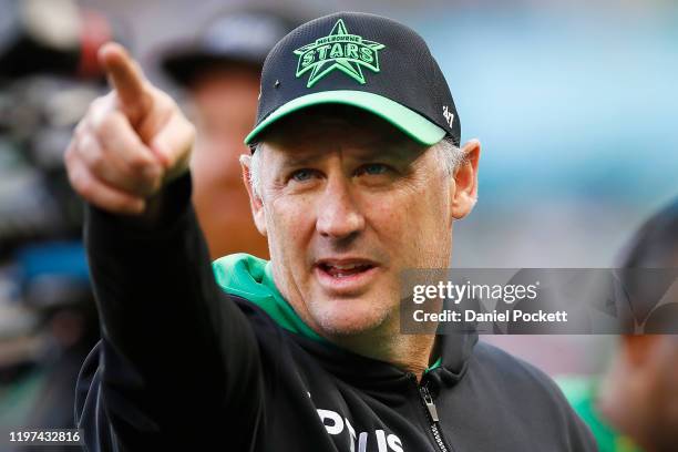 Stars head coach David Hussey is seen ahead of the Big Bash League match between the Melbourne Stars and the Melbourne Renegades at the Melbourne...