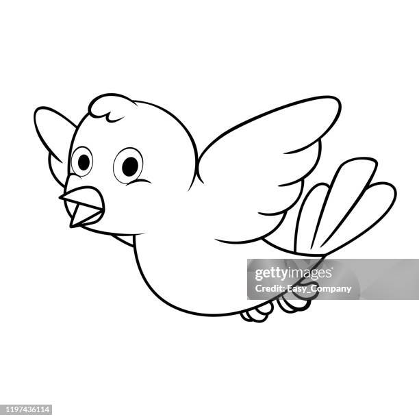 stockillustraties, clipart, cartoons en iconen met vogel geïsoleerd op witte achtergrond. voor kind kleurboek. - coloring book