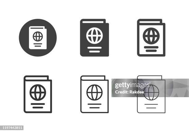 passport icons - multi series - ticket counter stock illustrations