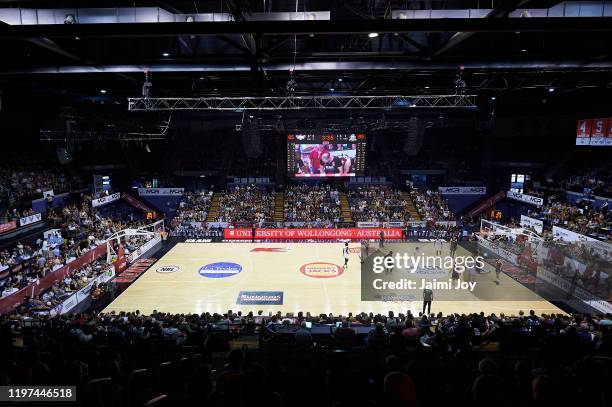 General view of the stadium during the round 14 NBL match between the Illawarra Hawks and Melbourne United at WIN Entertainment Centre on January 04,...