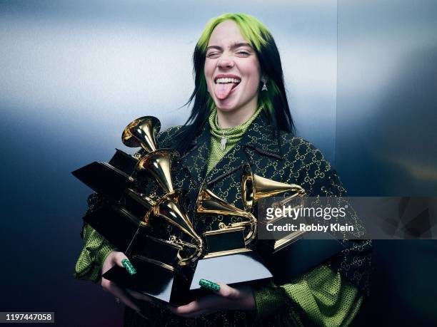 Billie Eilish poses for a portrait during the 62nd Annual GRAMMY Awards on January 26, 2020 in Los Angeles, California.