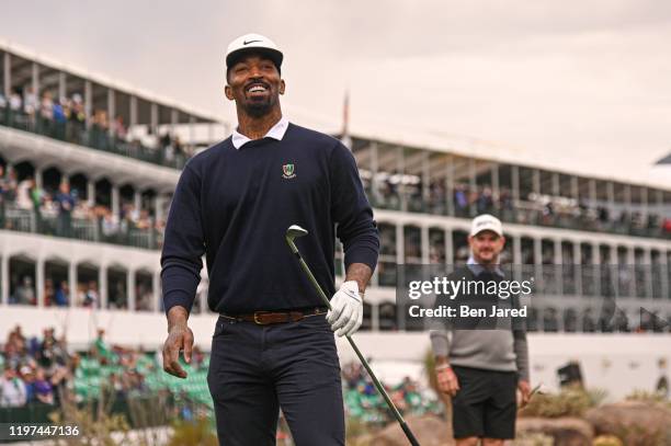 Smith smiles on the 16th tee box prior to the Waste Management Phoenix Open at TPC Scottsdale on January 29, 2020 in Scottsdale, Arizona.