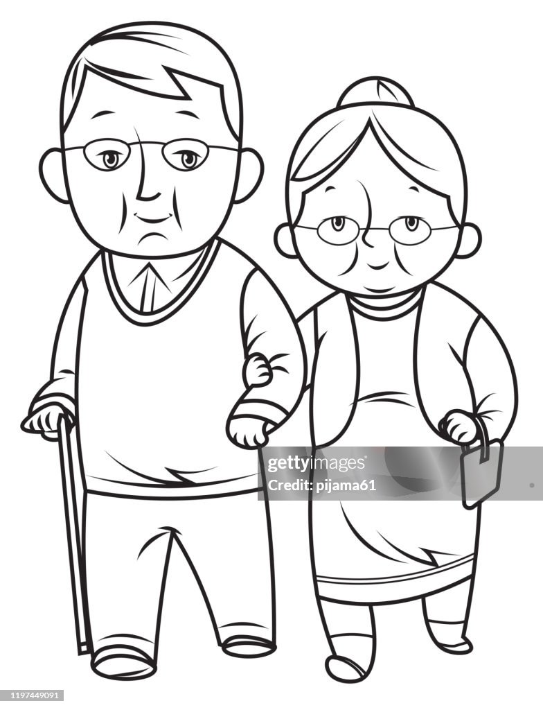 Black And White Elderly Couple Walking High-Res Vector Graphic - Getty  Images