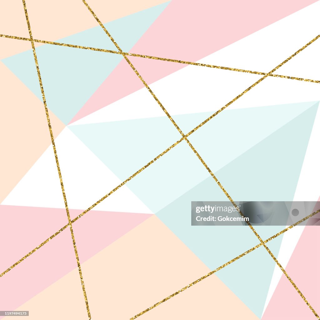 Abstract Geometric Background With Gold Lines And Pastel Colored Triangles  Golden Invitation Brochure Or Banner With Minimalistic Geometric Style Gold  Lines Glitter Frame Vector Fashion Wallpaper Poster High-Res Vector Graphic  - Getty