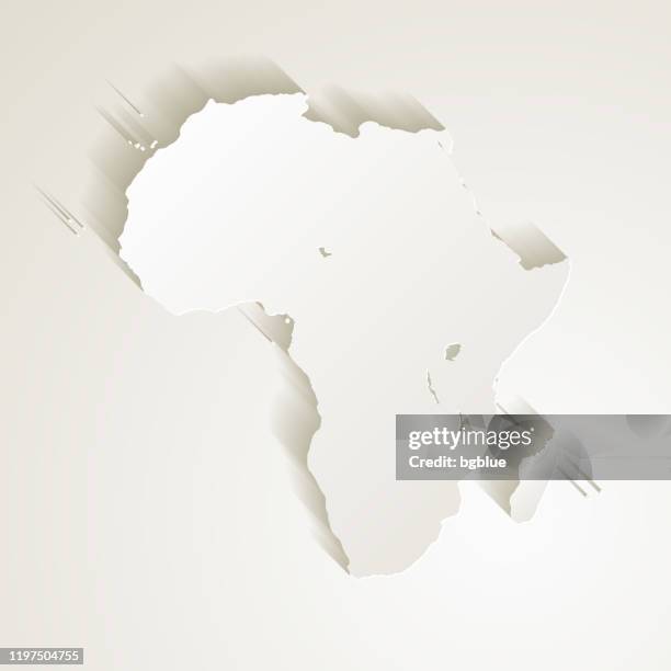 africa map with paper cut effect on blank background - réunion stock illustrations