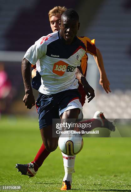 Tope Obadeyi of Bolton Wanderers in action during the pre season friendly match between Bradford City and Bolton Wanderers at Coral Windows Stadium,...