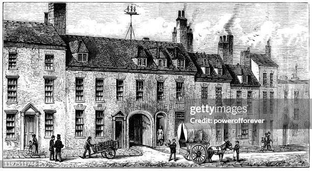 barrs william & son umbrella and furniture factory in birmingham, england - 19th century - birmingham-england stock illustrations