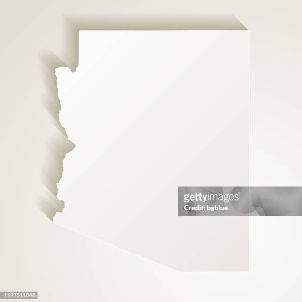 arizona map with paper cut effect on blank background - arizona stock illustrations