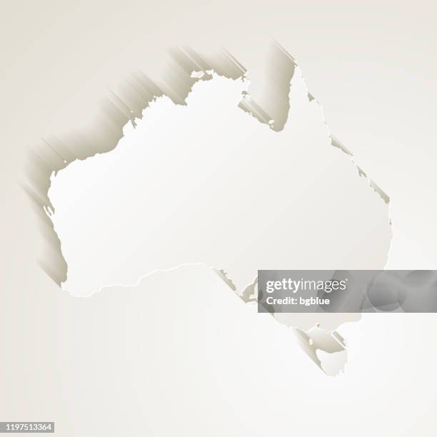 illustrations, cliparts, dessins animés et icônes de carte d'australie avec l'effet de coupure de papier sur le fond blanc - carte australie