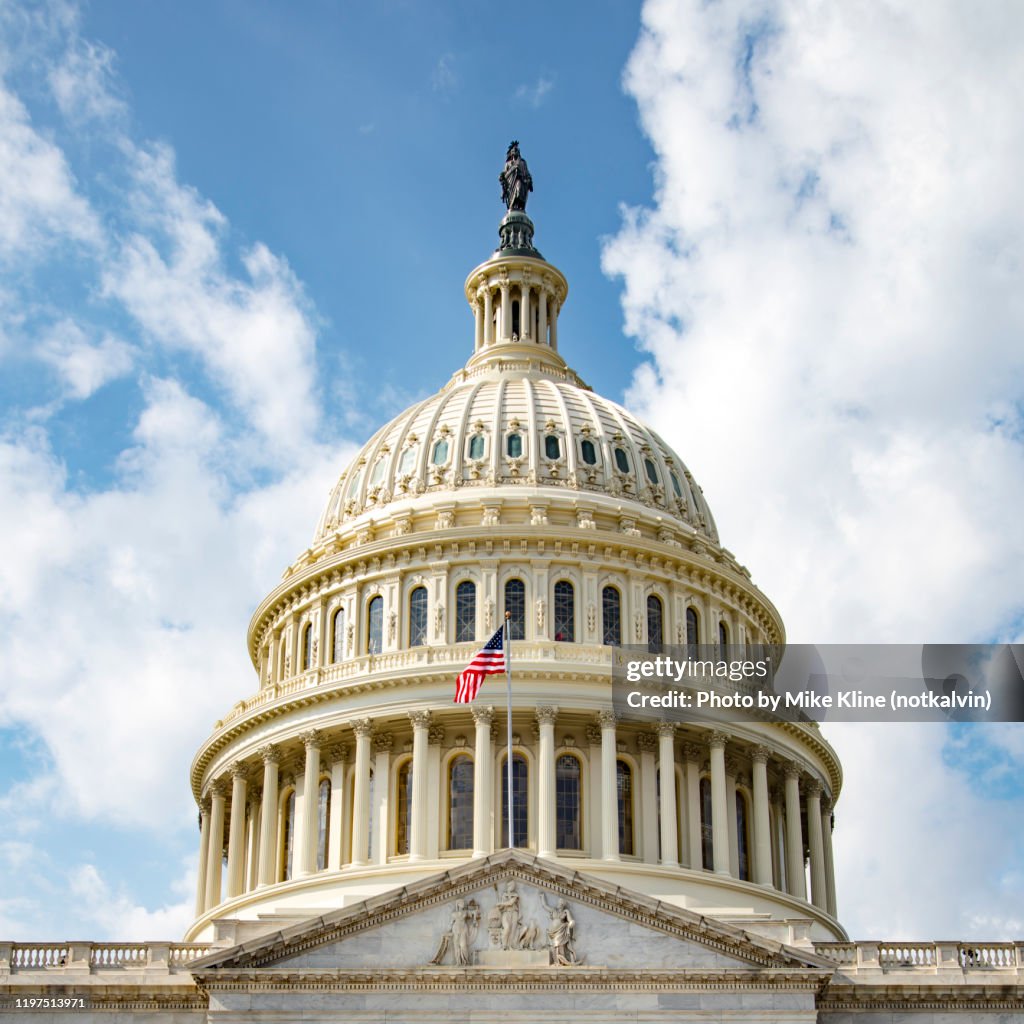 US Capitol Building - dome and flag