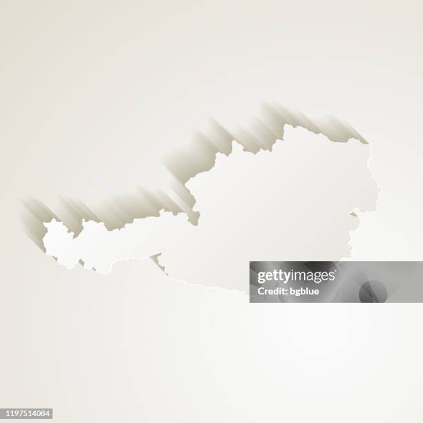 austria map with paper cut effect on blank background - austria map stock illustrations