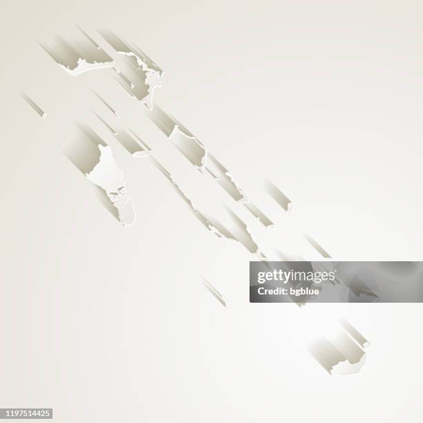 bahamas map with paper cut effect on blank background - nassau bahamas stock illustrations
