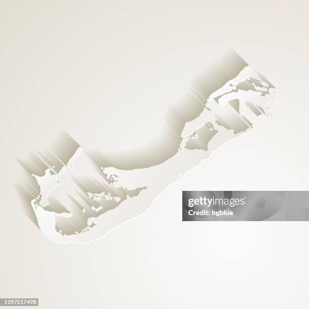 bermuda map with paper cut effect on blank background - britain map 3d stock illustrations
