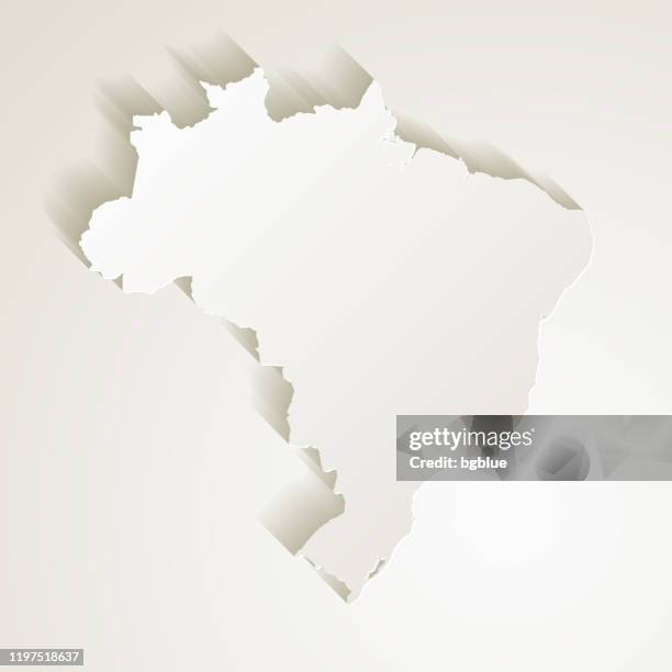 brazil map with paper cut effect on blank background - sepia stock illustrations