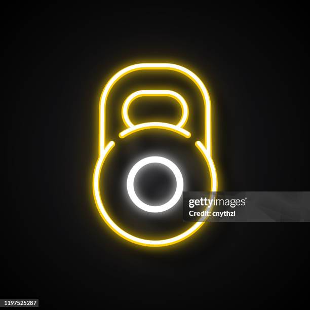 glowing neon effect kettlebell icon. outline symbol collection - crossfit stock illustrations