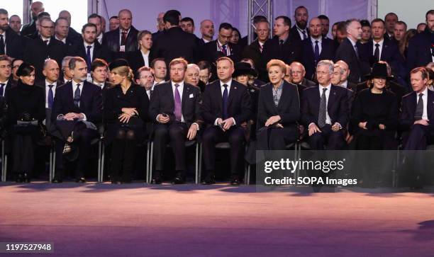 International leaders and royalty, including Queen Letizia of Spain and King Felipe VI of Spain, Queen Maxima of the Netherlands, King Willem of the...