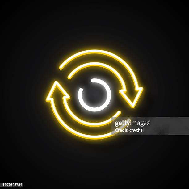 glowing neon effect reload icon. outline symbol collection - neon arrow stock illustrations