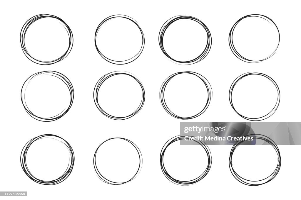 Hand gezeichnete Kreis Skizze Set