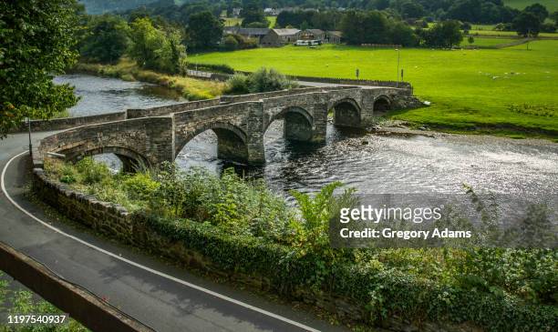dee bridge across the dee river in carrog wales - dee stock pictures, royalty-free photos & images