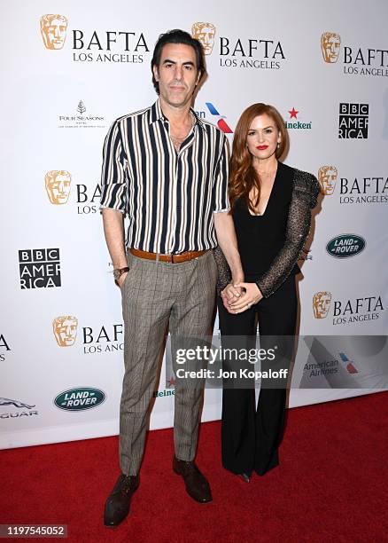 Sacha Baron Cohen and Isla Fisher attend The BAFTA Los Angeles Tea Party at Four Seasons Hotel Los Angeles at Beverly Hills on January 04, 2020 in...